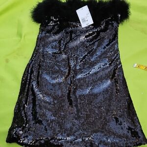 Forever 21 Black Sequin Strapless Slip Dress